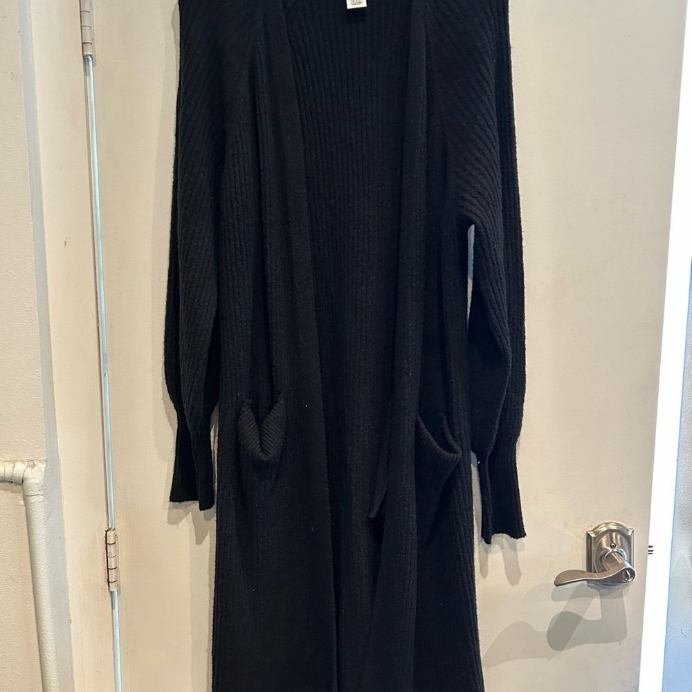 For The Republic Black Cardigan Sweater Long Knit